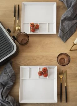 Fonduebord / Gourmetbord - 5 Vakken - Wit - 24 X 24 Cm -Keukenbenodigdheden Winkel 2 gourmet bord 2