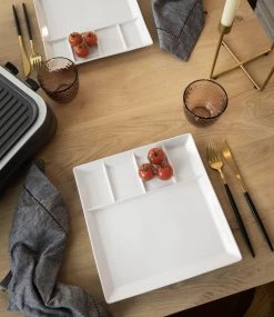 Fonduebord / Gourmetbord - 5 Vakken - Wit - 24 X 24 Cm -Keukenbenodigdheden Winkel 3 gourmet bord 1