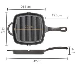 Blackwell Grillpan - Gietijzer - 23 X 23 Cm - Zonder Anti-aanbaklaag -Keukenbenodigdheden Winkel Asset 34@2x 80
