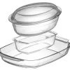Sareva 2 Ovenschalen + 1 Broodbakvorm - Hittebestendig Glas